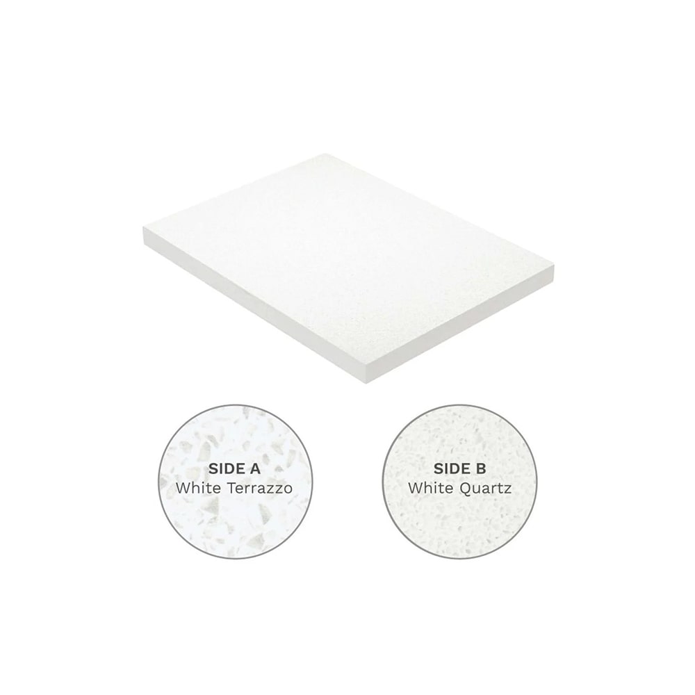 Double Sided Terrazzo/White Quartz Solid Laminate Worktop Sample - 200mm X 150mm X 12mm